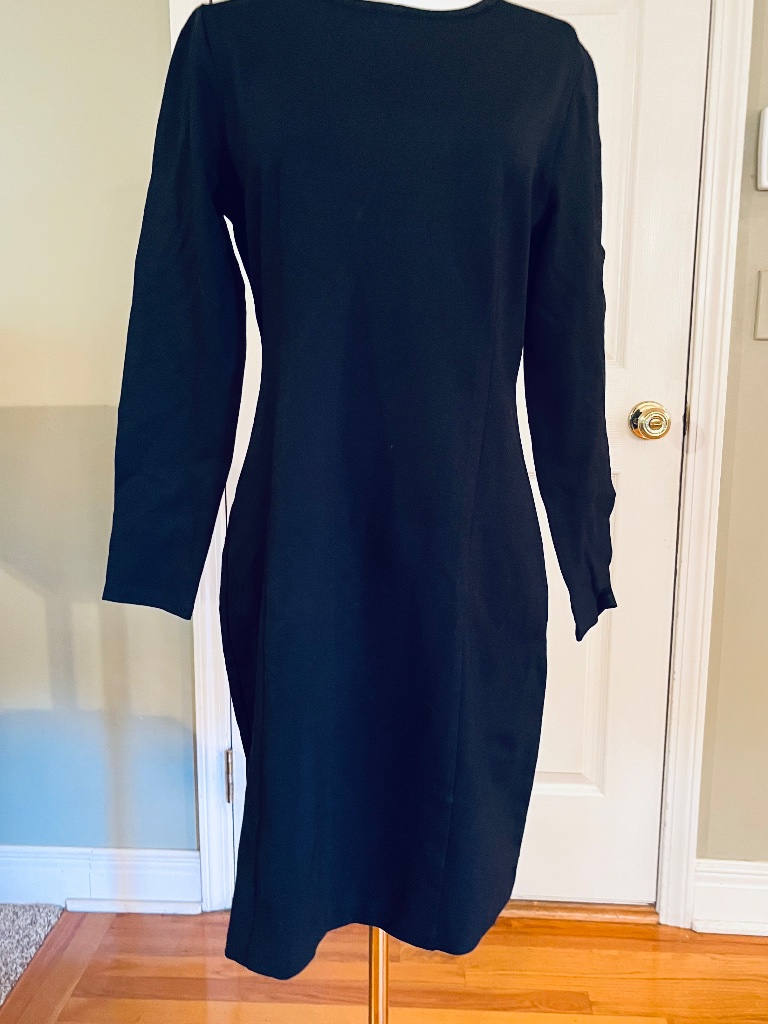 J.Crew Black Zip Ponte Dress Long Sleeve Princess Seams Size 10 K3469